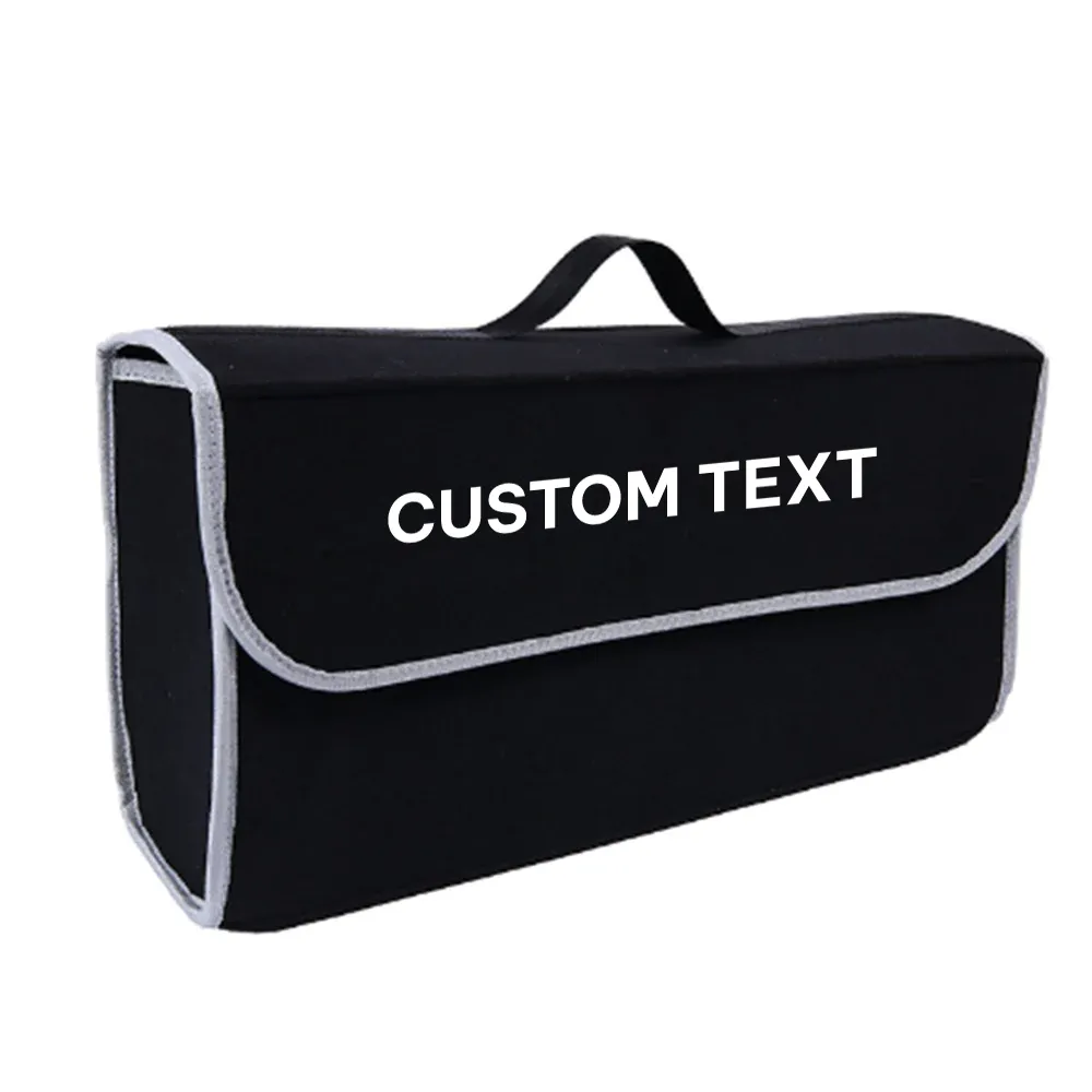 Custom Text For Soft Felt Car Bag Organizer, Compatible with All Cars, Folding Car Storage Box Non Slip Fireproof Car Trunk Organizer RA12990