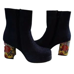 Dark Denim Platform Booties