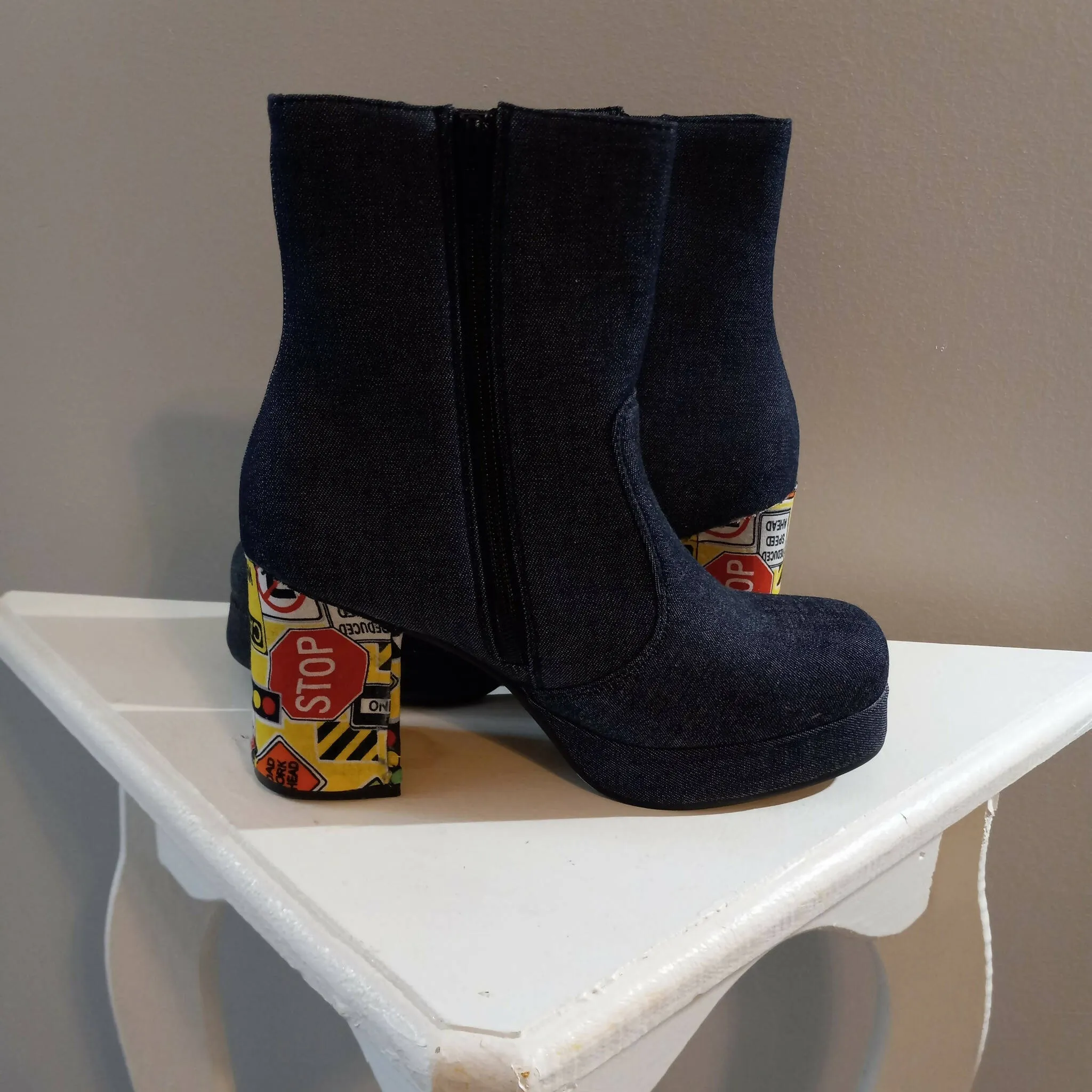 Dark Denim Platform Booties