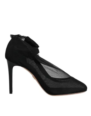 Dolce&Gabbana Women Black Sock Boots Nylon Stretch Solid Mesh High Heels Booties