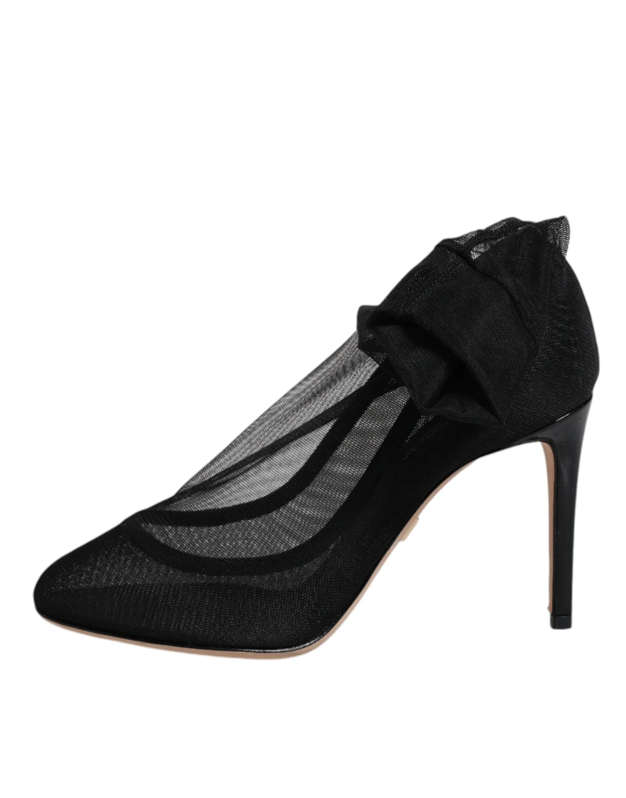 Dolce&Gabbana Women Black Sock Boots Nylon Stretch Solid Mesh High Heels Booties