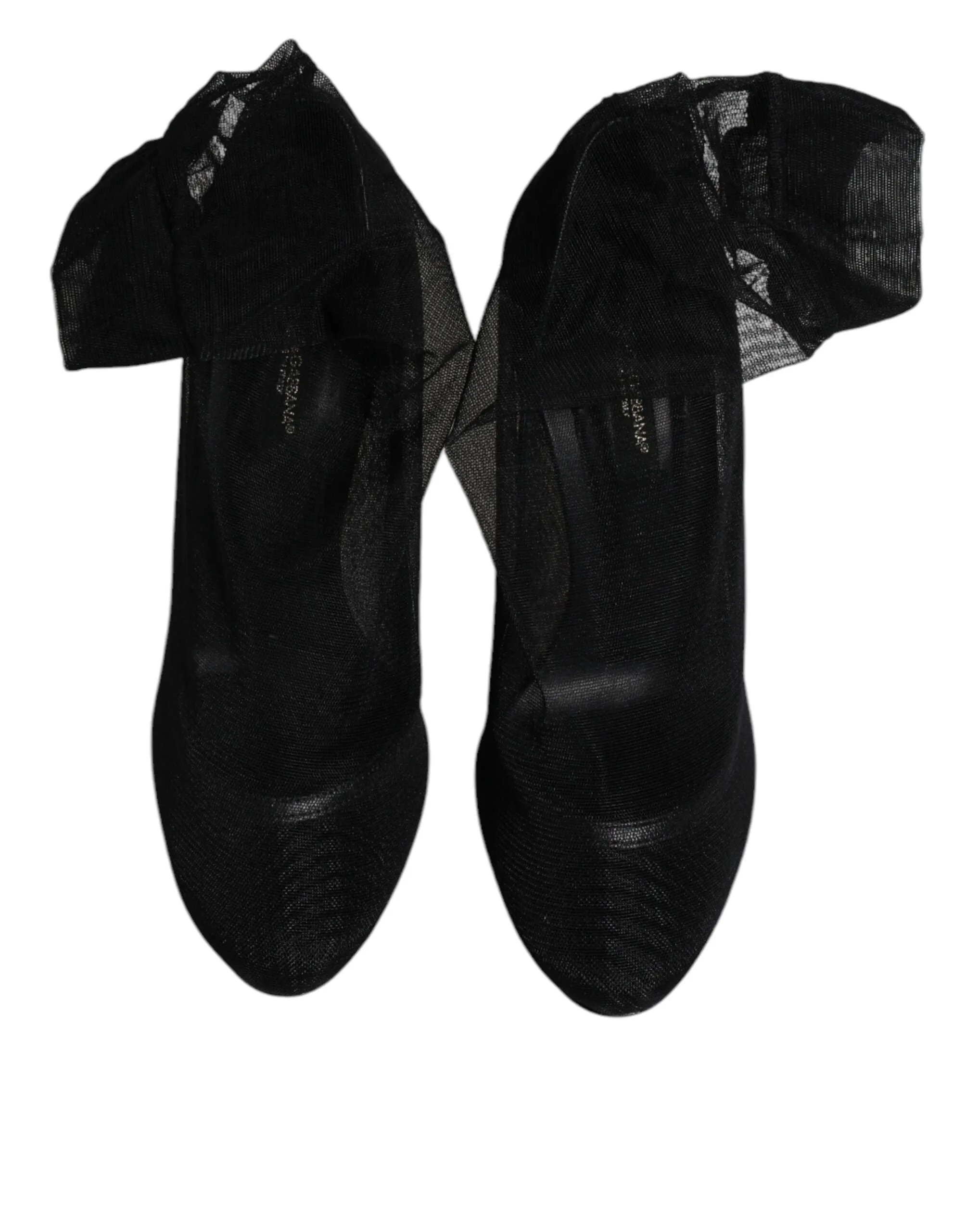 Dolce&Gabbana Women Black Sock Boots Nylon Stretch Solid Mesh High Heels Booties