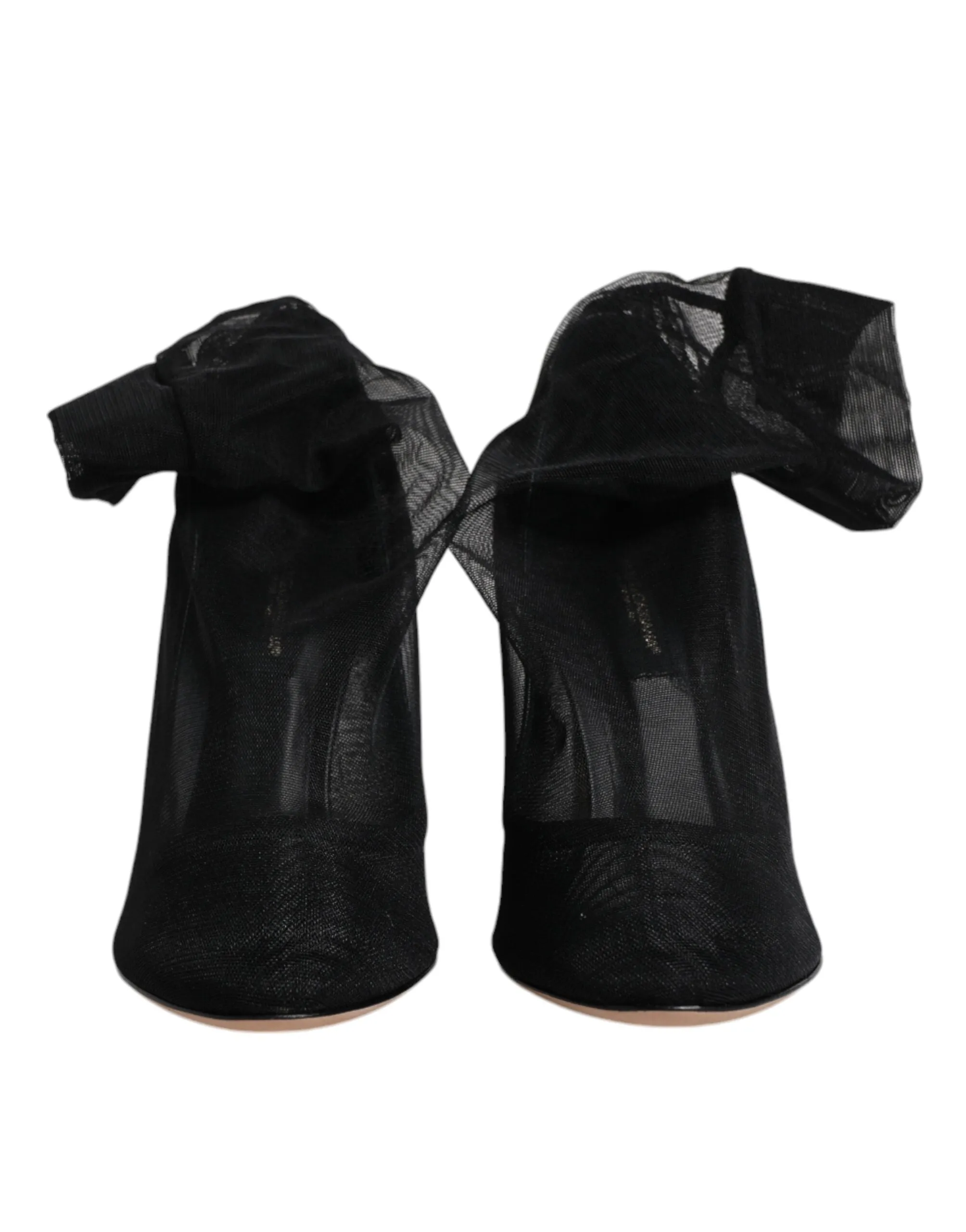 Dolce&Gabbana Women Black Sock Boots Nylon Stretch Solid Mesh High Heels Booties