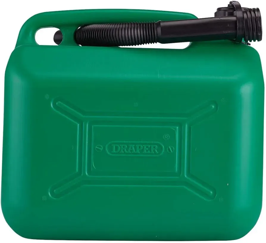 Draper 10L Plastic Petrol Can | Jerry Fuel Diesel Can | 10000cc Water Container | 20mm Flexible Spout Diameter | 290mm Spout Length  09055 09058