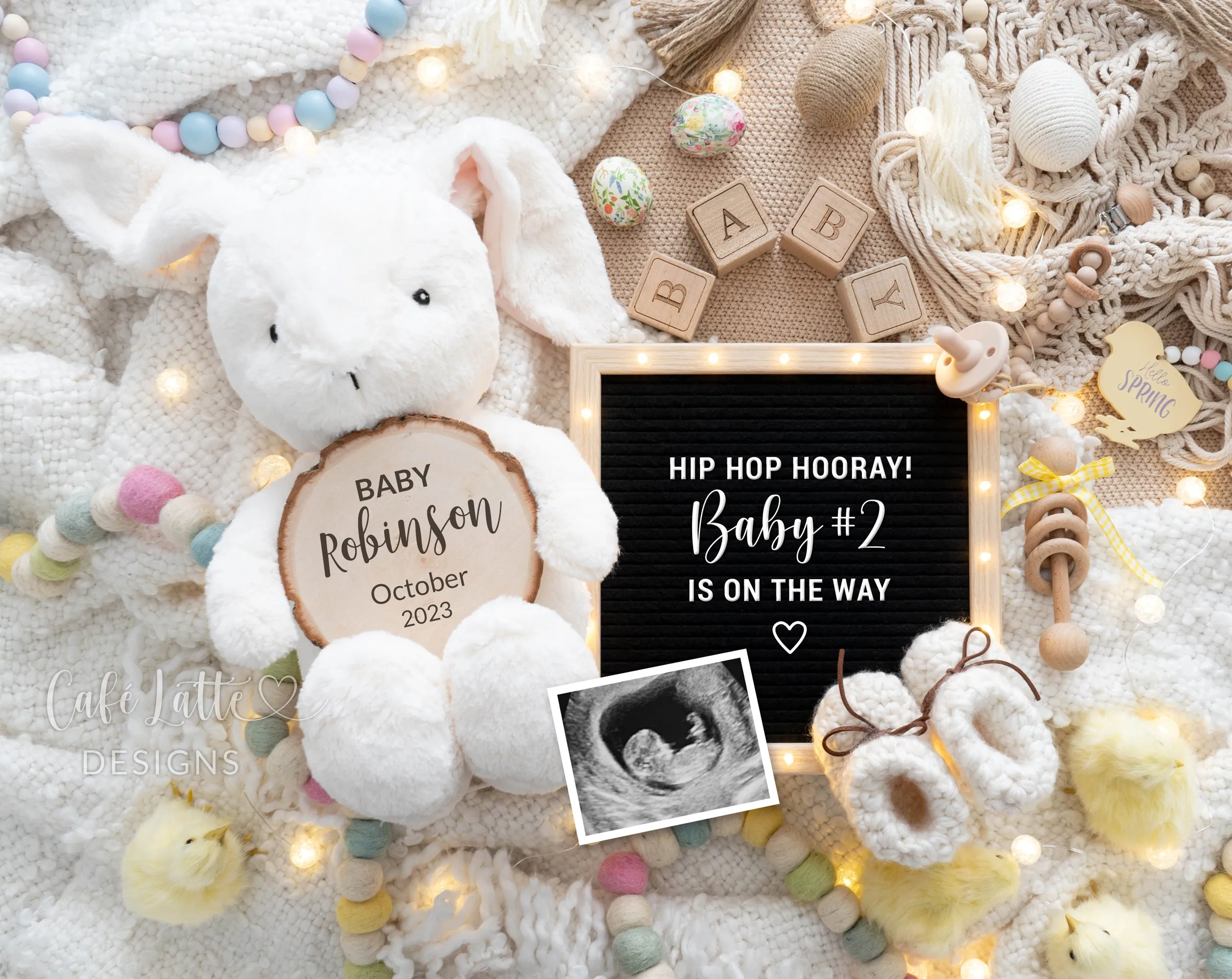 Easter Bunny Baby Announcement For Social Media With Little Chicks