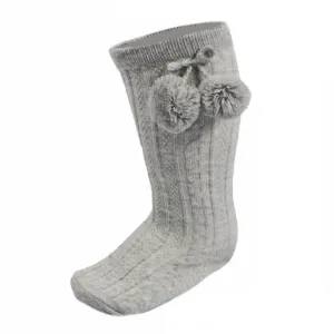 Elegance Grey Pom Socks