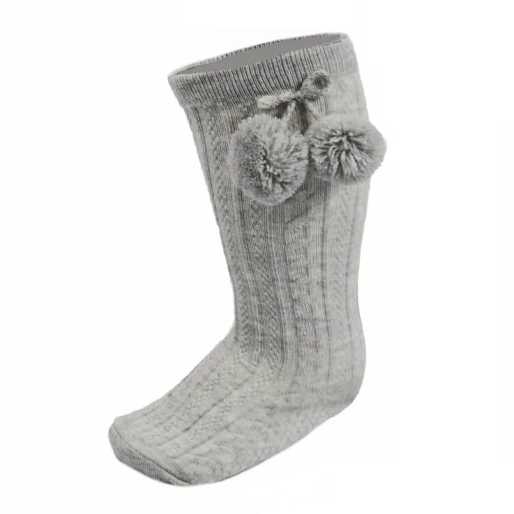 Elegance Grey Pom Socks