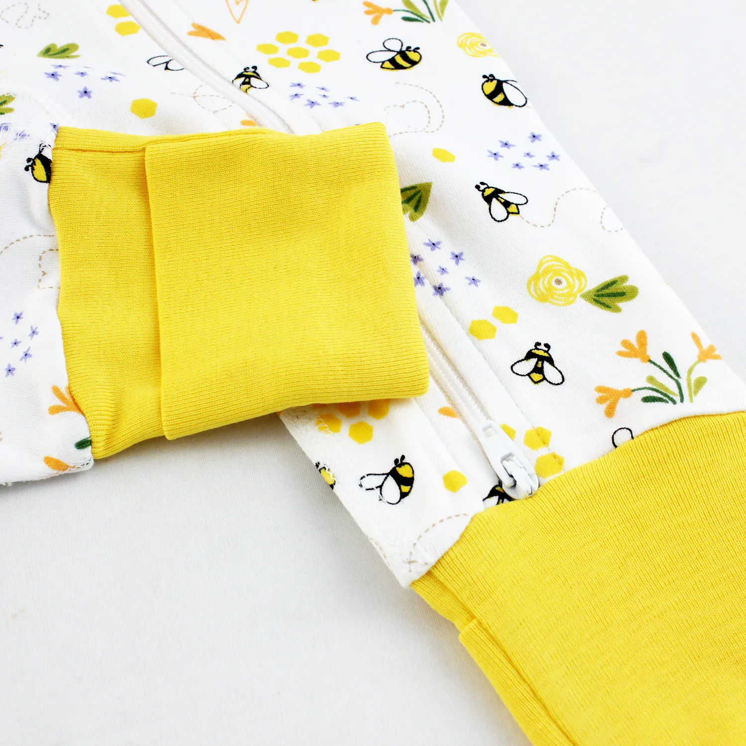 Endanzoo Organic Long Sleeve Double Zippered Romper - BumbleBee