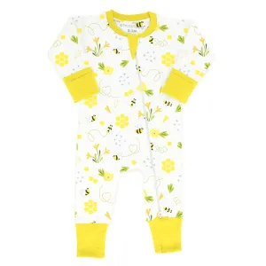 Endanzoo Organic Long Sleeve Double Zippered Romper - BumbleBee