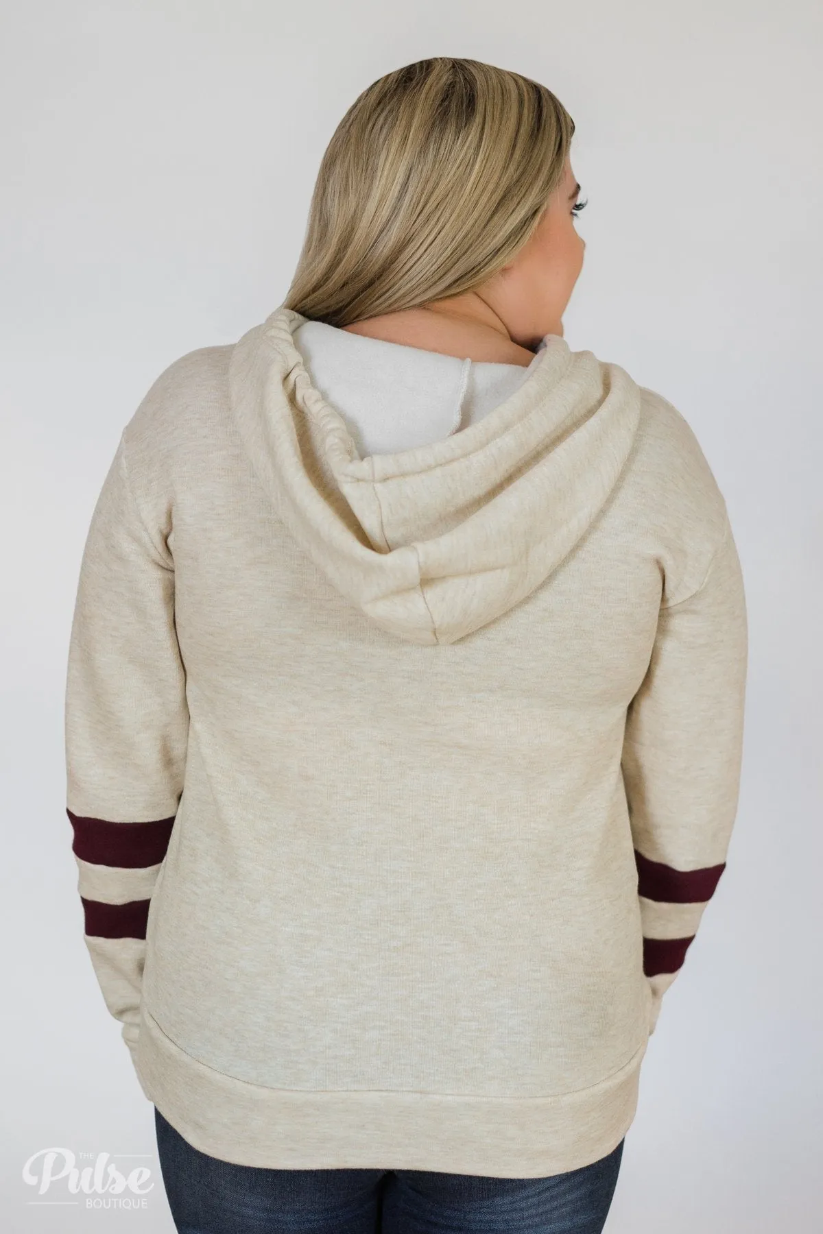 Feels Like Home Soft Hoodie- Oatmeal & Burgundy