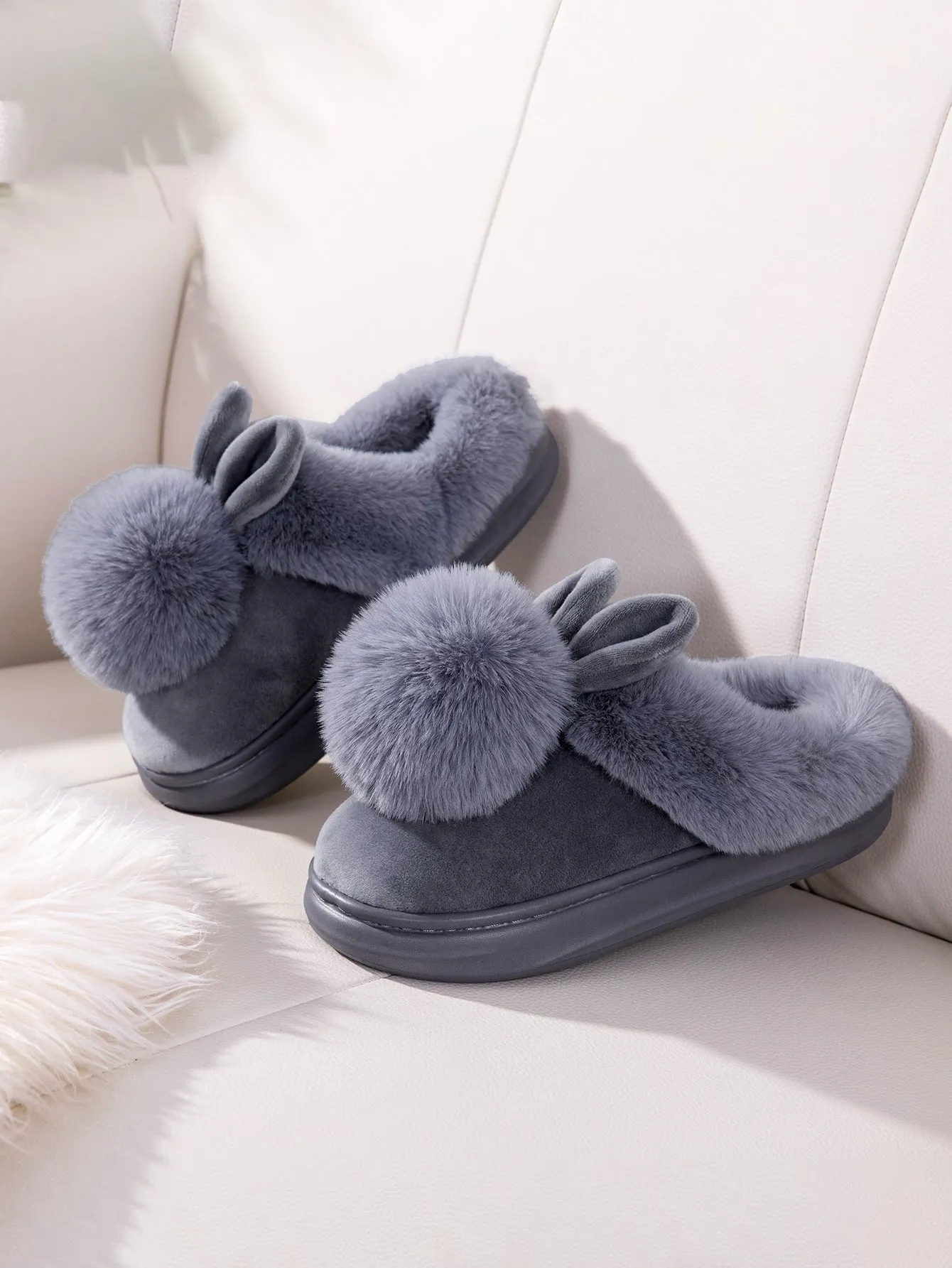 Fluffy Bunny Ear Slippers – Soft, Stylish & Super Cozy!