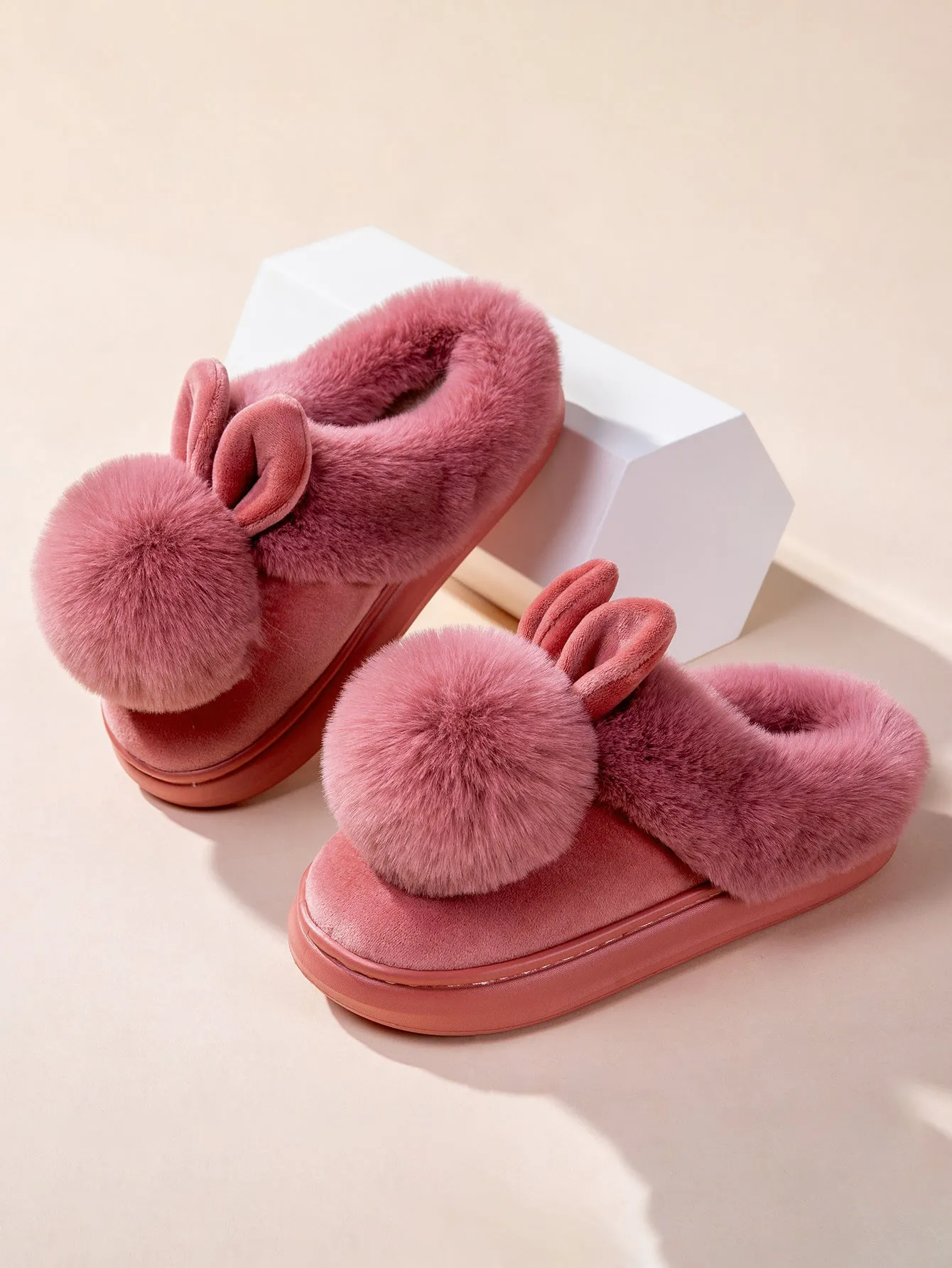 Fluffy Bunny Ear Slippers – Soft, Stylish & Super Cozy!