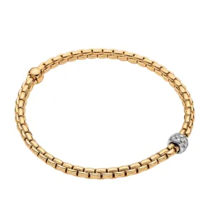 FOPE Eka 18k Yellow Gold Flex'it Bracelet with Diamond Pave