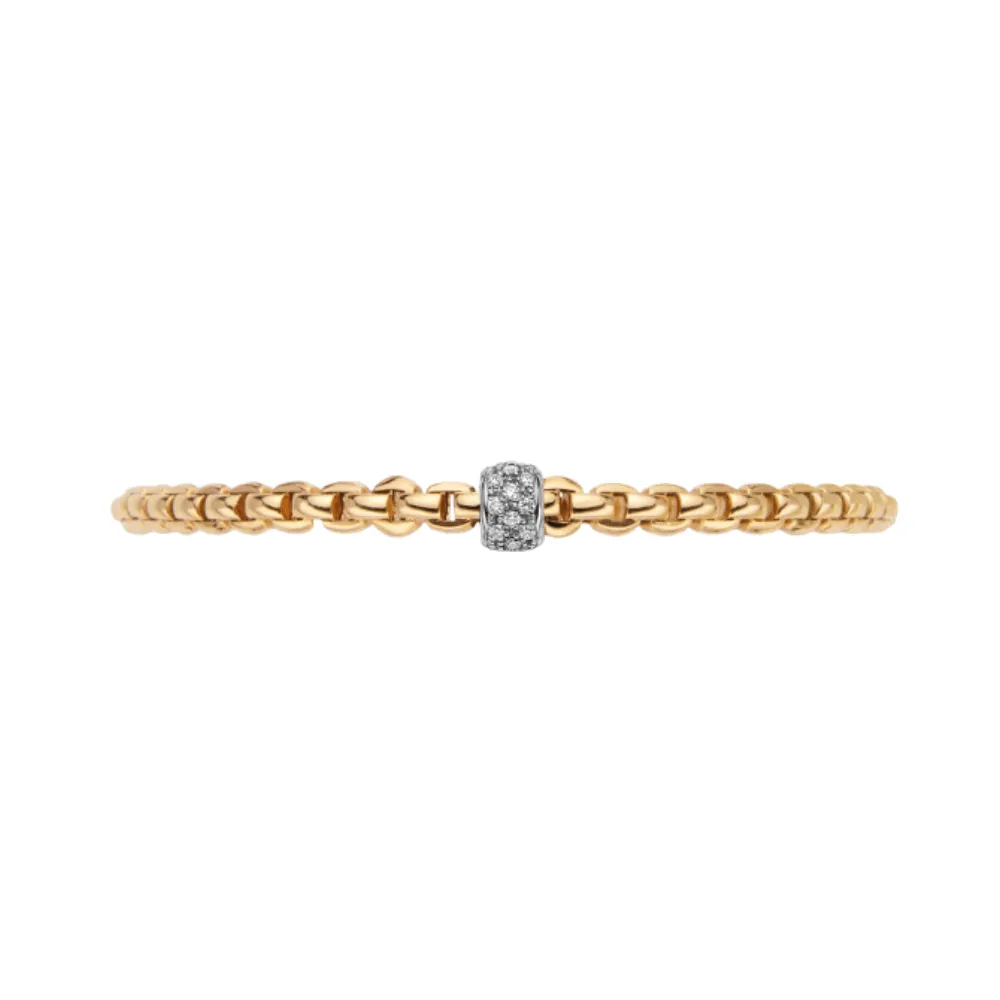 FOPE Eka 18k Yellow Gold Flex'it Bracelet with Diamond Pave