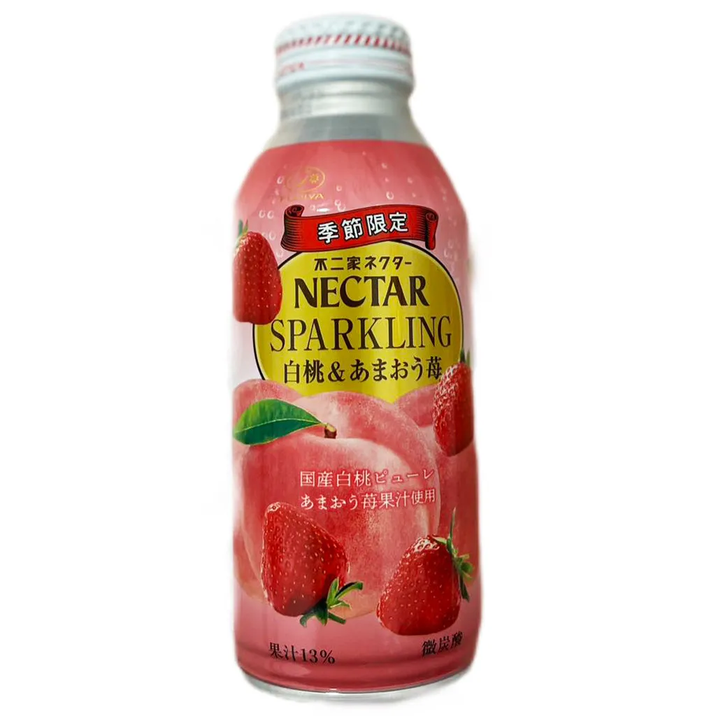 Fujiya Nectar Sparkling Strawberry Peach 380ml ~ 不二家草莓白桃汽水 380ml