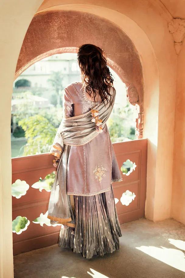 Grey Rozana Mehfil Kota Sharara Set