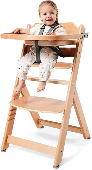 Grow-with-Me 3-in-1 Height Adjustable Eco Wooden High Chair | 5 point Harness | Tray &  Cushion Option | Natural | 6m - 10 years