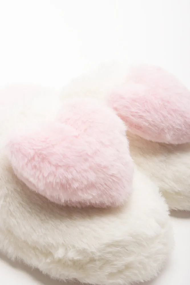 Heart Slippers Cream And Pink