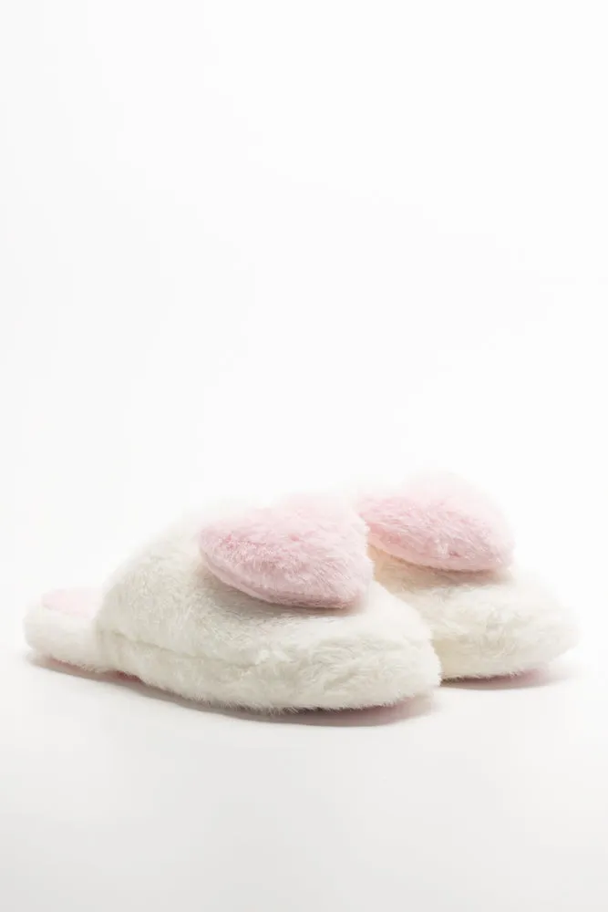Heart Slippers Cream And Pink