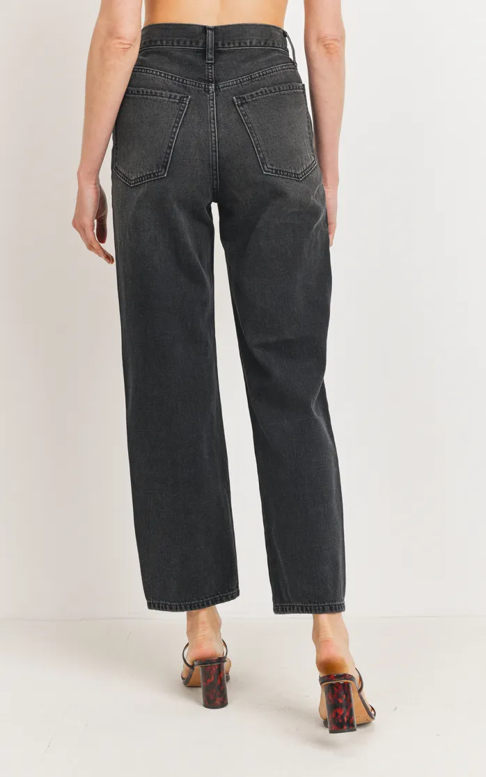 High Rise Criss Cross Straight Leg Jeans