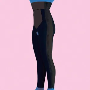 High Waist Compression Girdle Ankle Length - Hook and Eye with Zipper, Black (#2027)