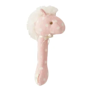 Horse Stick Rattle Pink White Spot