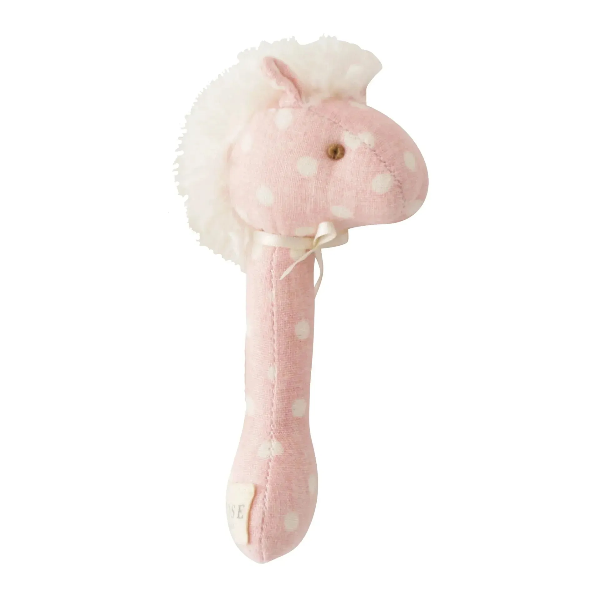 Horse Stick Rattle Pink White Spot