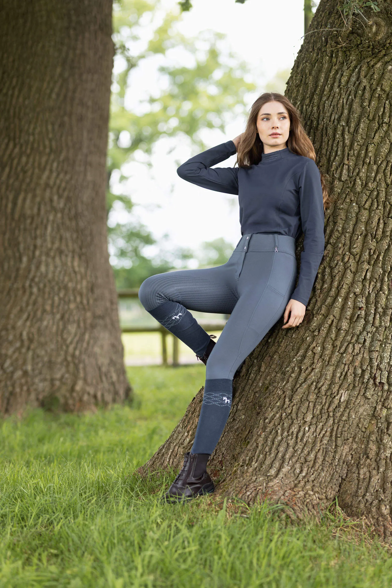 Horze Mira FG Ladies Breeches Thunder Cloud Blue