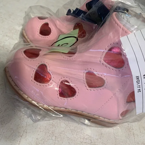 Janie and Jack Metallic Heart Booties, Size 5