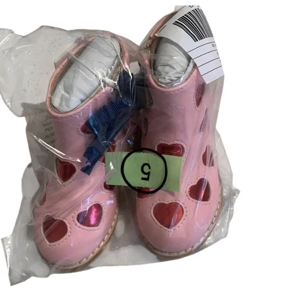 Janie and Jack Metallic Heart Booties, Size 5