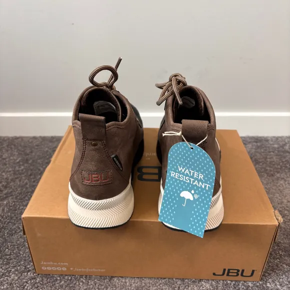 JBU Women's 7.5 Brown Linette Lace-Up Water-Resistant Duck Booties / Boots NIB