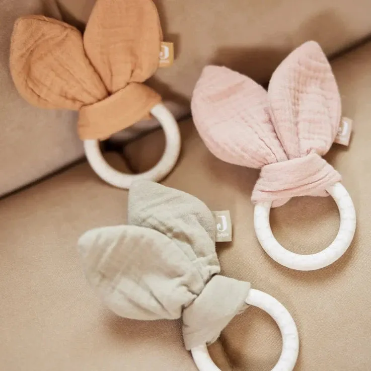 Jollein Teething Ring Silicone Bunny Ears - Olive green