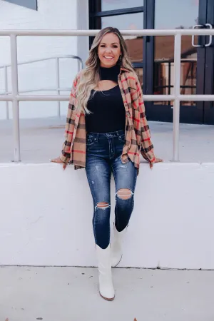 Joyful Plaid Flannel Shirt- Tan