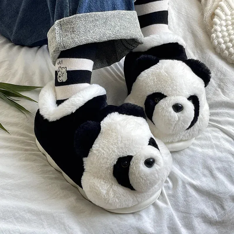 Kawaii Panda Plush Slippers 🐼✨ | Cozy Cartoon Indoor Footwear for Couples | Winter Warmth & Cute Comfort!