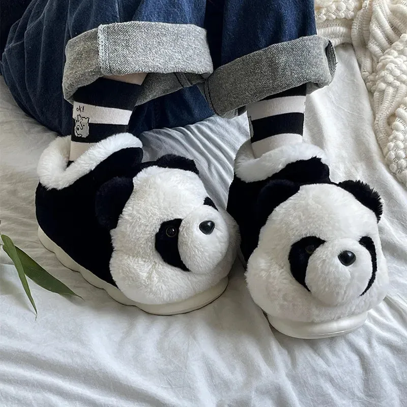 Kawaii Panda Plush Slippers 🐼✨ | Cozy Cartoon Indoor Footwear for Couples | Winter Warmth & Cute Comfort!