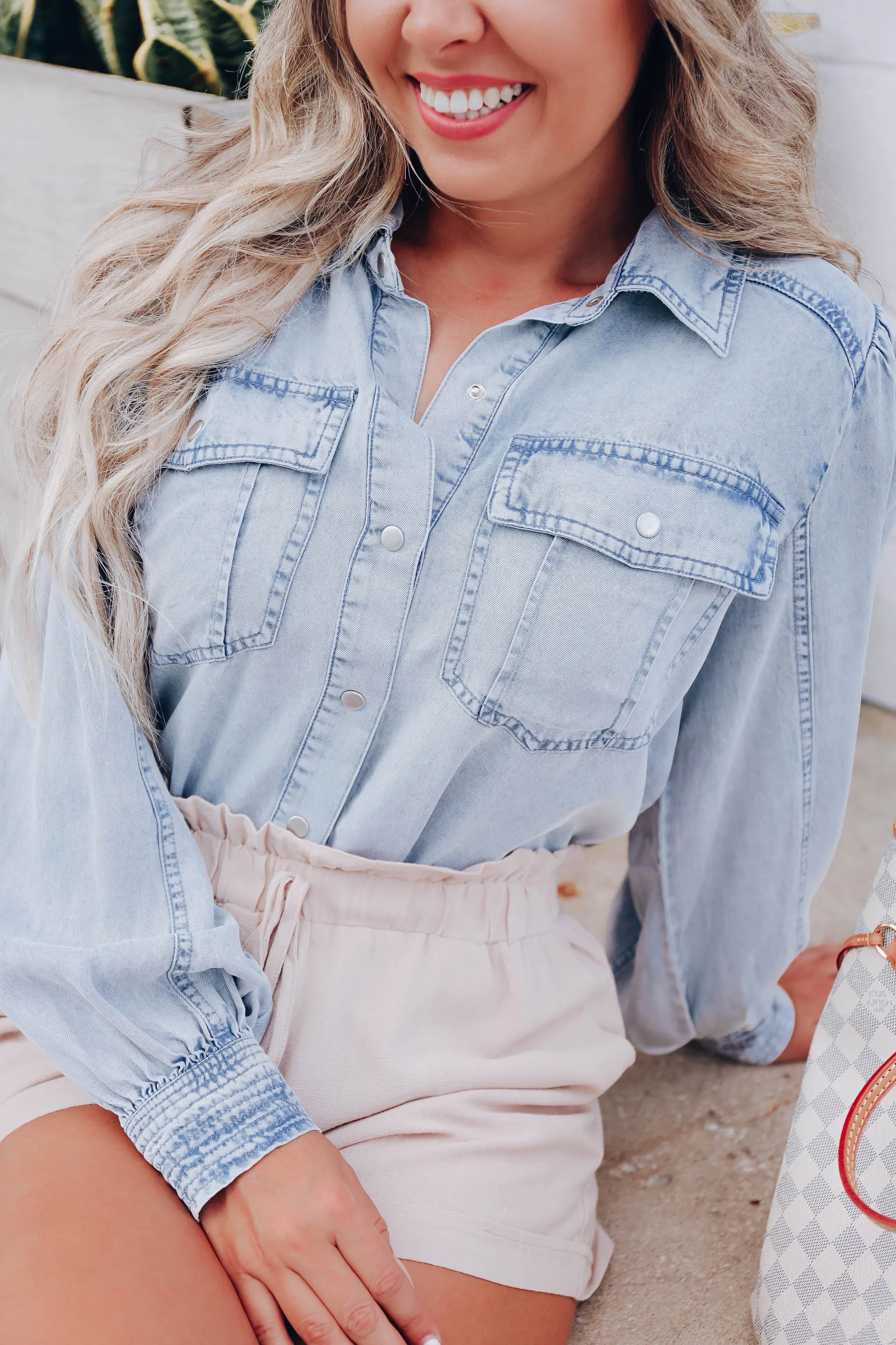 Laidback Button Front Denim Shirt
