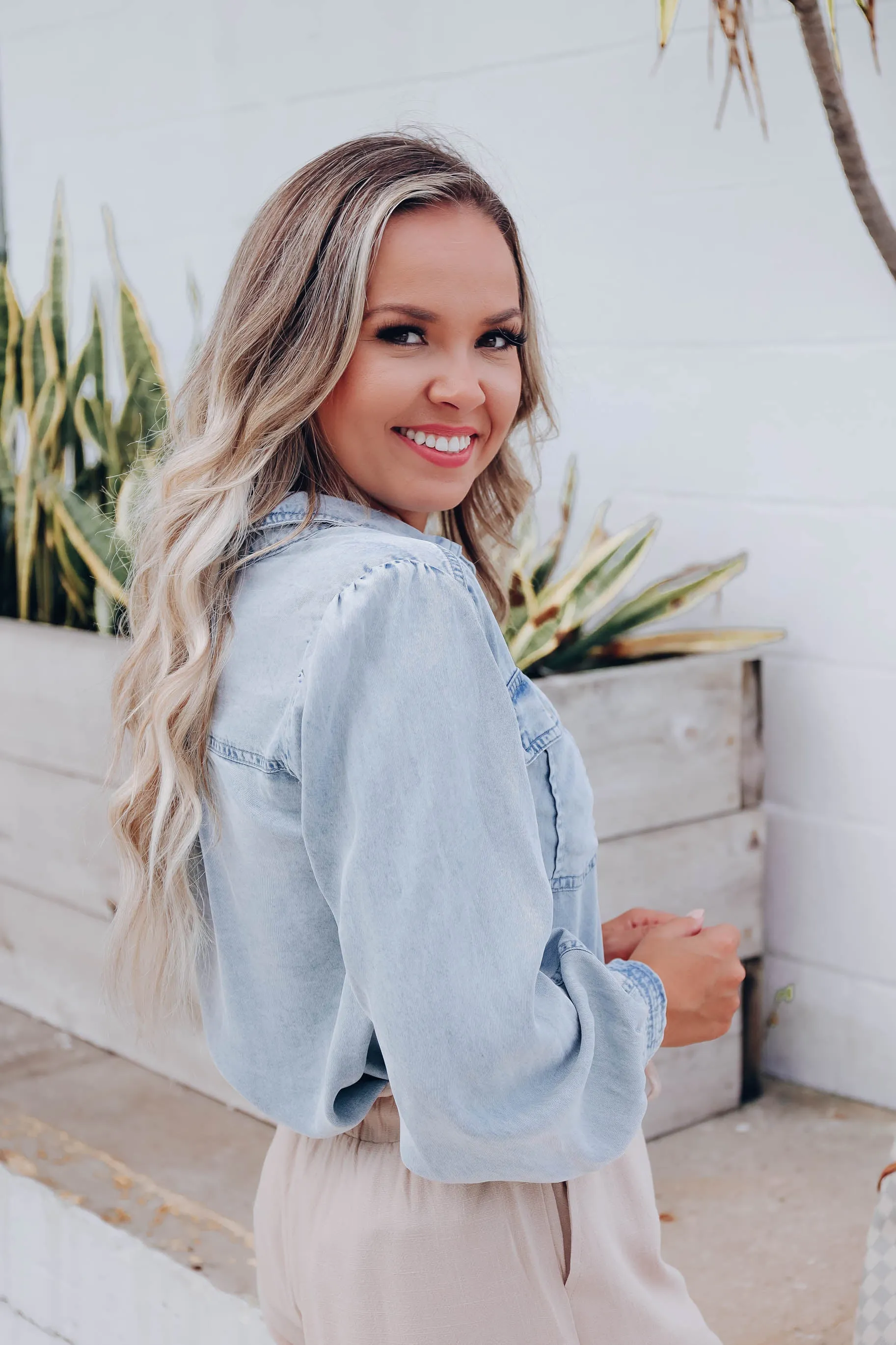 Laidback Button Front Denim Shirt