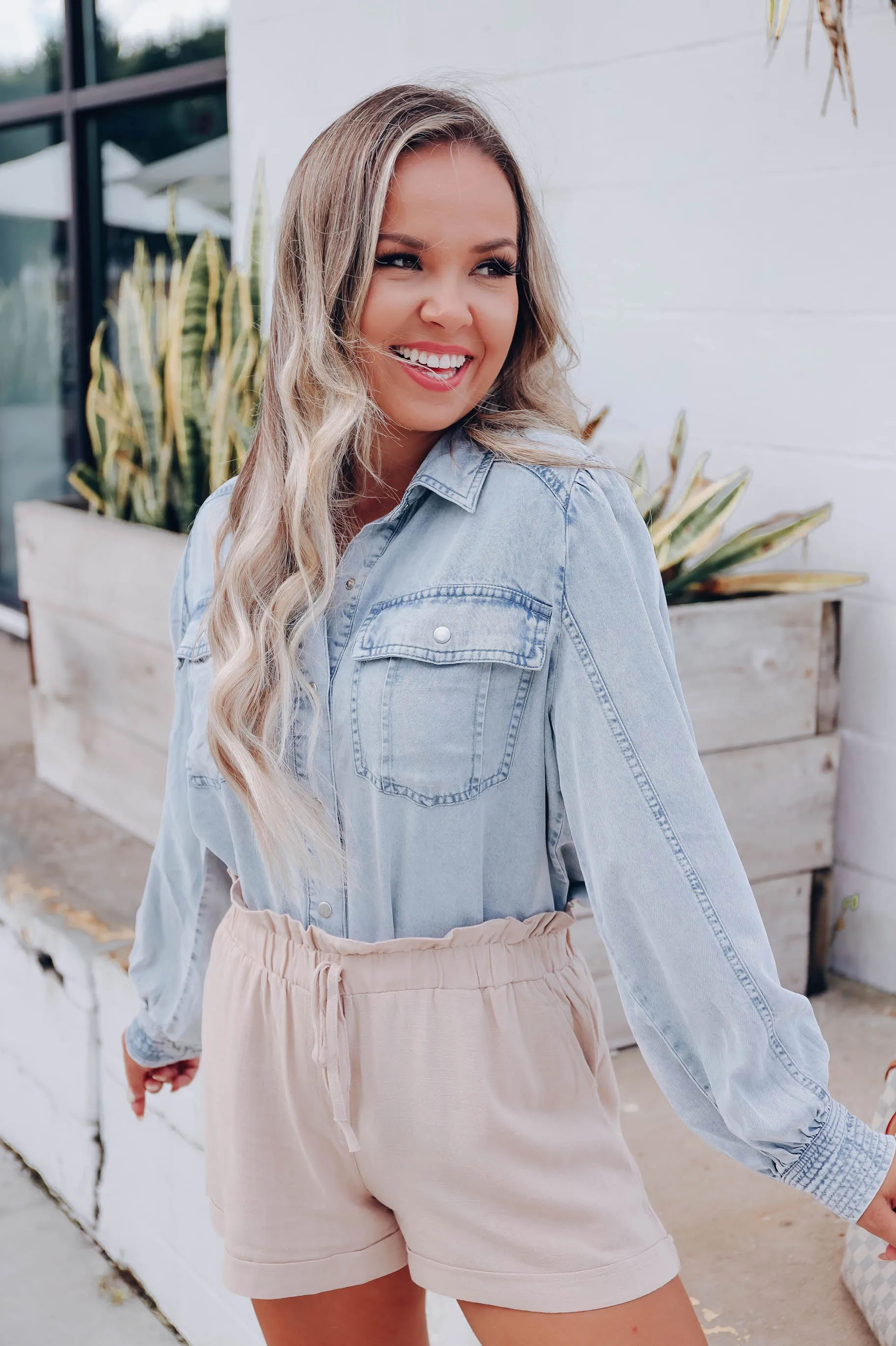 Laidback Button Front Denim Shirt