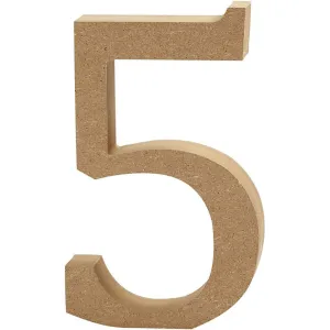 Large MDF Wooden Number 13 cm - Digit 5