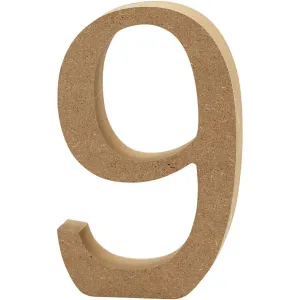 Large MDF Wooden Number 13 cm - Digit 9