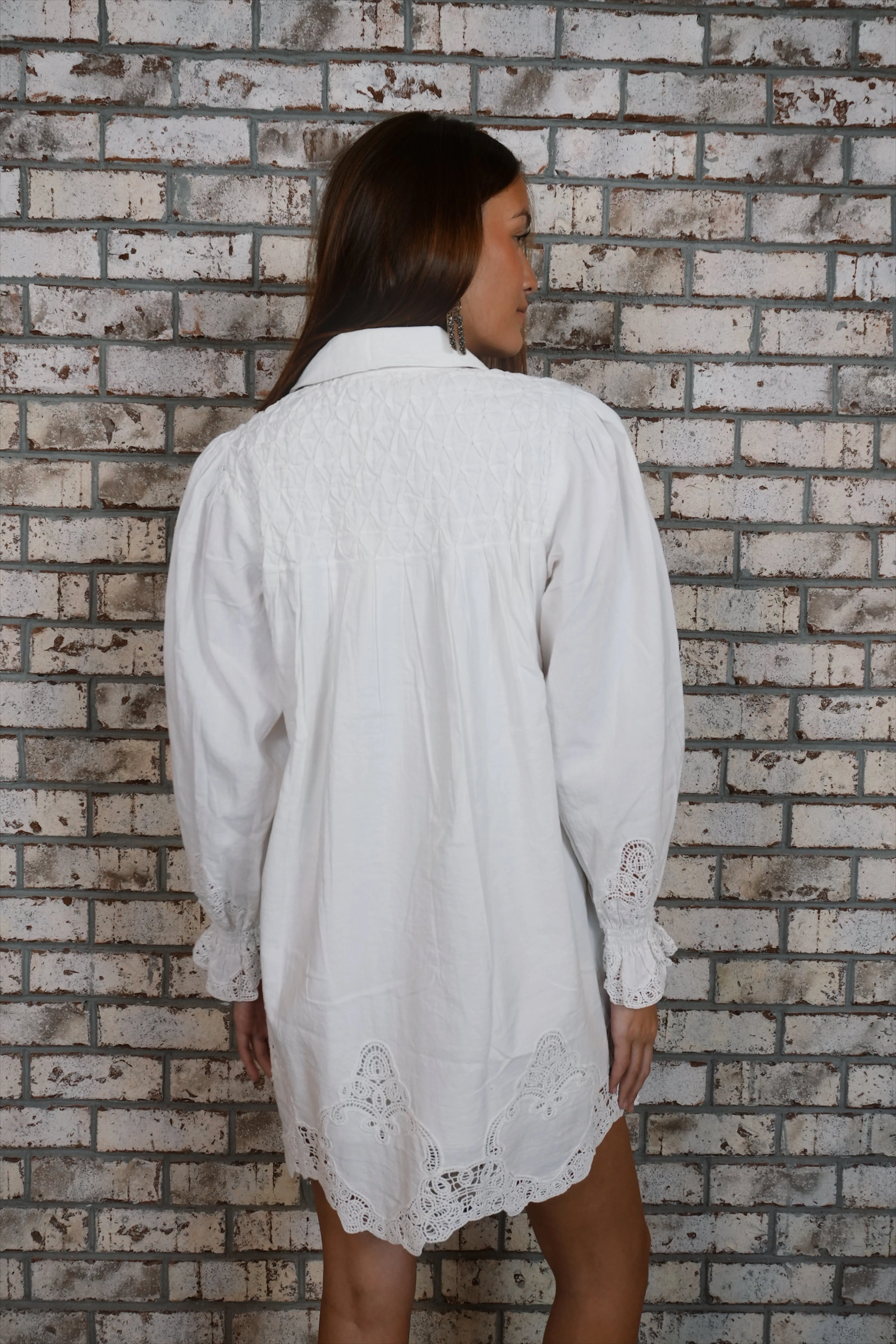 Leona Mini Dress | White Lace Embroidery