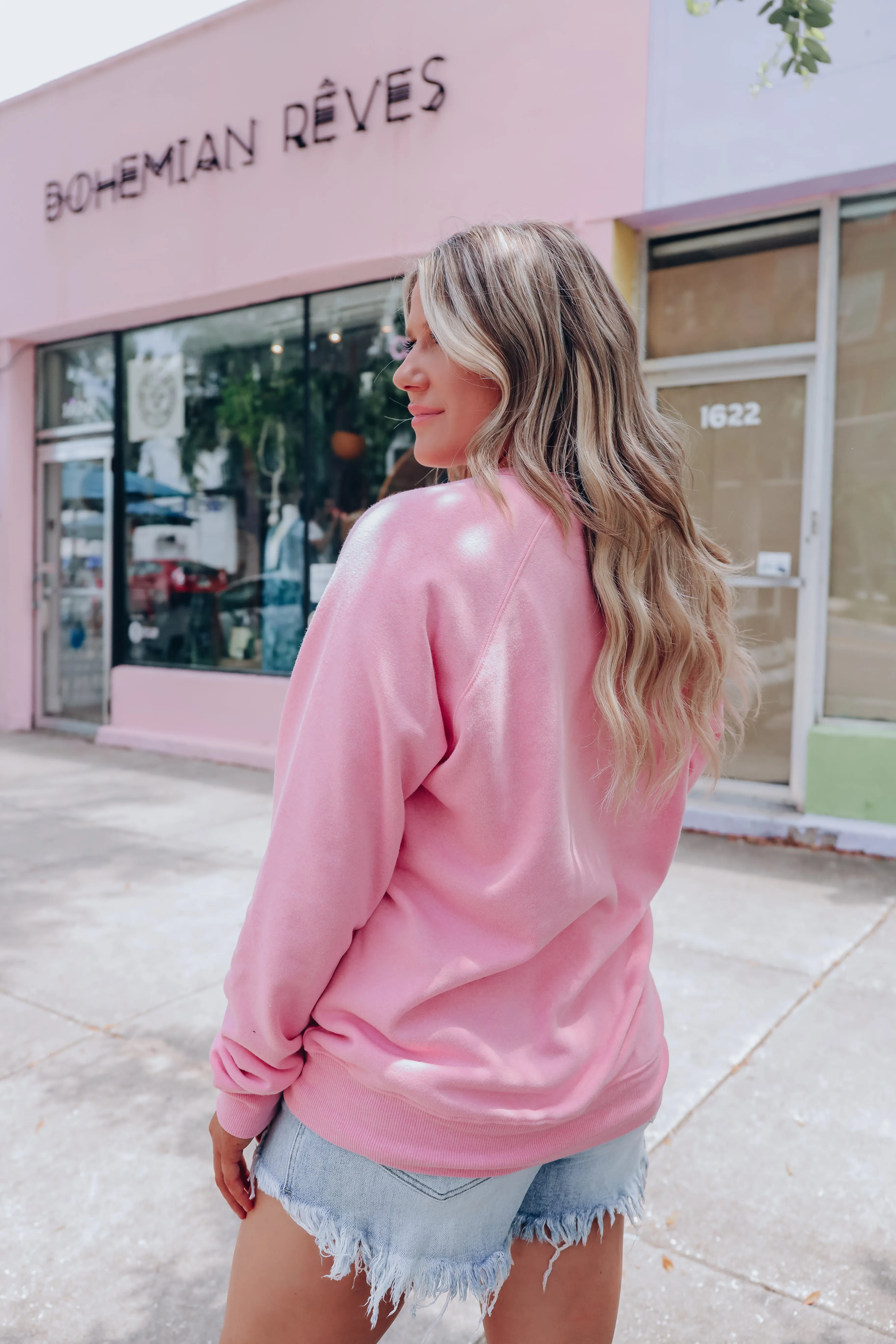 Let's Go Girls Graphic Sweatshirt - Pink