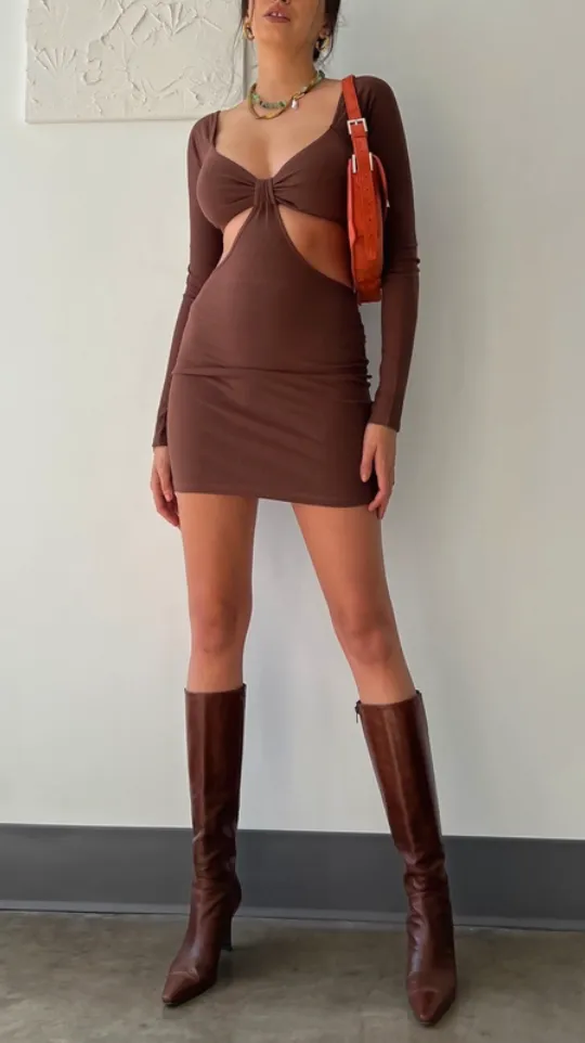 Long Sleeve Cut Out Mini Dress