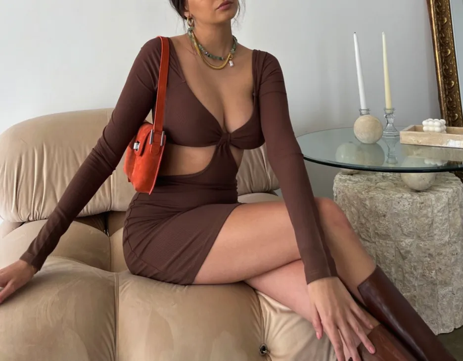 Long Sleeve Cut Out Mini Dress