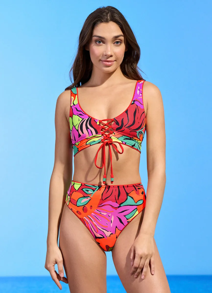 Maaji Crimson Suzy Q High Rise/High Leg Bikini Bottom