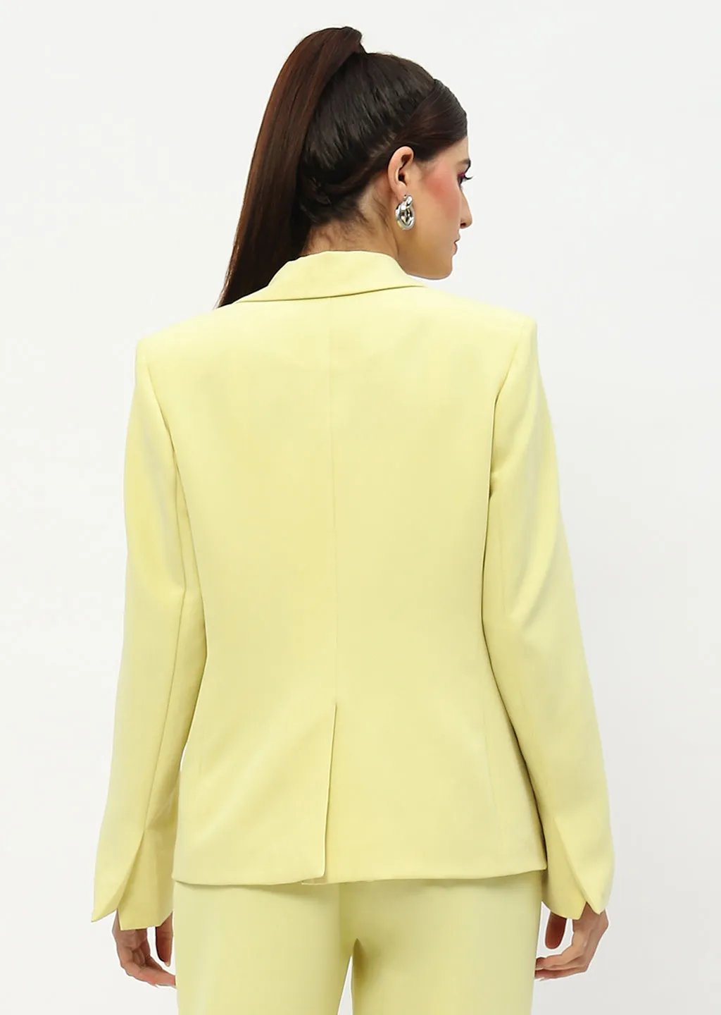 Madame Shanaya Kapoor Single-Breasted Lime Yellow Blazer