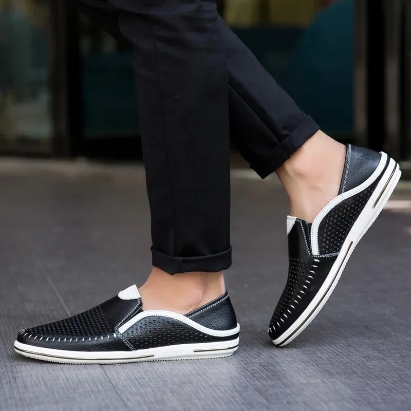 Men’s Breathable Colorblock Vegan Leather Loafers | Eco-Friendly Materials for Everyday Wear
