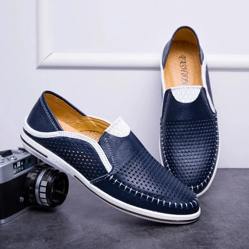 Men’s Breathable Colorblock Vegan Leather Loafers | Eco-Friendly Materials for Everyday Wear