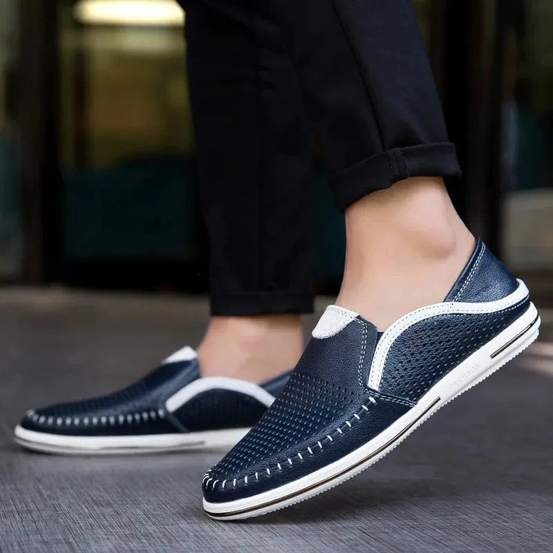 Men’s Breathable Colorblock Vegan Leather Loafers | Eco-Friendly Materials for Everyday Wear