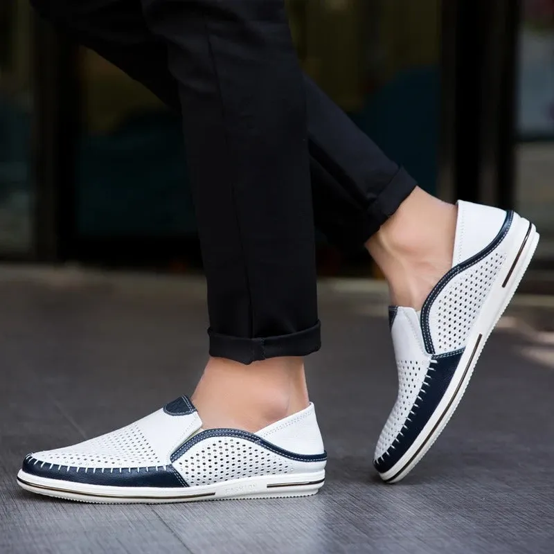 Men’s Breathable Colorblock Vegan Leather Loafers | Eco-Friendly Materials for Everyday Wear